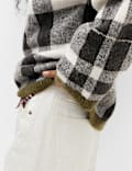 Checked Crew Neck Jumper with Wool