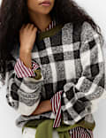 Checked Crew Neck Jumper with Wool