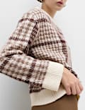 Dogtooth Crew Neck Relaxed Jumper With Wool