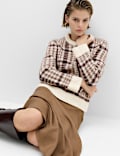 Dogtooth Crew Neck Relaxed Jumper With Wool