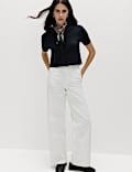Cotton Blend Sailor Collared Cardigan