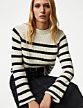 Jumper Bertekstur Motif Garis Bahan Katun