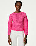 Cotton Rich Textured Crew Neck Jumper