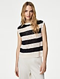 Cotton Rich Striped Knitted Top