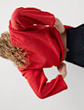 Cotton Blend Textured Crew Neck Jumper