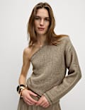 One Shoulder Slim Fit Textured Knitted Top