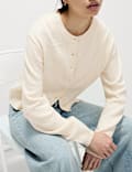 Cotton Rich Embellished Crew Neck Cardigan