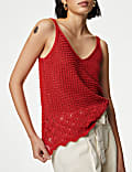 Pointelle Textured V Neck Knitted Vest