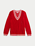 Cotton Rich Textured Tipped Detail Jumper