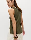Cotton Rich Textured Whipstitch Knitted Vest