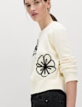 Cotton Rich Embroidered Crew Neck Jumper