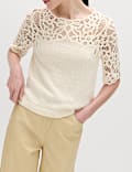 Lace Detail Knitted Top With Cotton