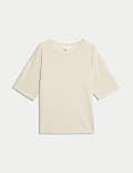 Metallic gebreide top met ronde hals