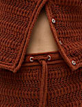Cotton Blend Tie Front Knitted Shorts