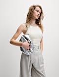 Ribbed Fitted Tipped Detail Vest