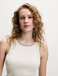 Ribbed Fitted Tipped Detail Vest