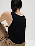 Ribbed Fitted Tipped Detail Vest