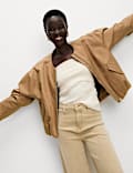 Ribbed Slim Fit Crop Bardot Top