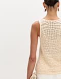 Maillot de corps en maille de coton m&eacute;lang&eacute; style crochet