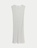 Metallic Round Neck Midi Beach Dress