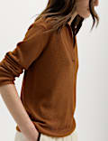 Collared Knitted Top with Linen