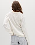 Collared Knitted Top with Linen