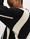 Cotton Rich Striped Ribbed Relaxed Jumper