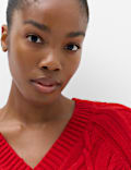 V Neck Cable Knit Relaxed Jumper