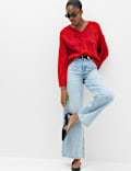 V Neck Cable Knit Relaxed Jumper