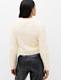 Textured Button Front Slim Cropped Cardigan