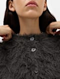 Textured Button Front Slim Cropped Cardigan
