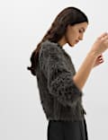Textured Button Front Slim Cropped Cardigan