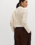 Cotton Rich Textured Cropped Knitted Jacket