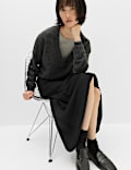 Ribbed V-Neck Double Layer Jumper with Wool