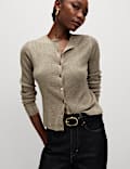 Metallic Crew Neck Slim Fit Cardigan