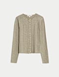 Metallic Crew Neck Slim Fit Cardigan