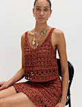 Crochet-Style Cropped Knitted Top