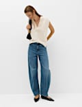 V Neck Cropped Knitted Vest With Wool