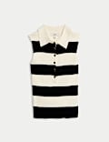 Striped Collared Knitted Vest