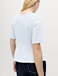 Cotton-Rich Peplum Knitted Top