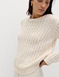 Cotton Rich Textured Crew Neck Jumper