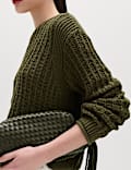 Cotton Rich Textured Crew Neck Jumper