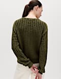 Cotton Rich Textured Crew Neck Jumper