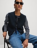 Katoenrijk korter gilet met structuur