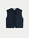 Katoenrijk korter gilet met structuur