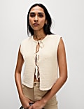 Cotton Rich Textured Cropped Waistcoat