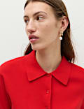 Collared Cropped Knitted Top