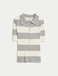 Soft Touch Striped Collared Knitted Top