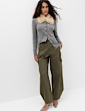 Faux Fur Collar Button Front Cardigan