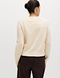 Cotton Rich Crew Neck Button Front Cardigan